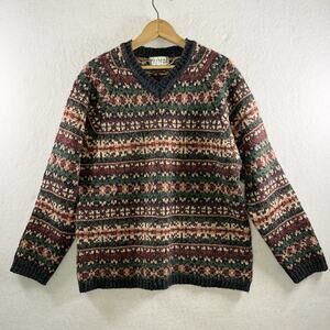 Womens Fair Isle Sweater Sz L Nordic Ski Lodge Cottage Cabin Academia Grandpa